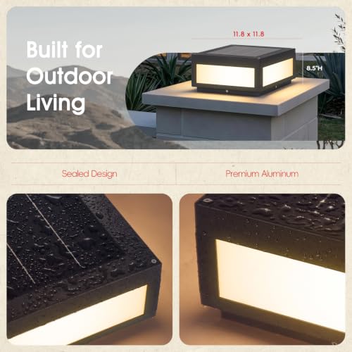 12" Square Solar Post Lights