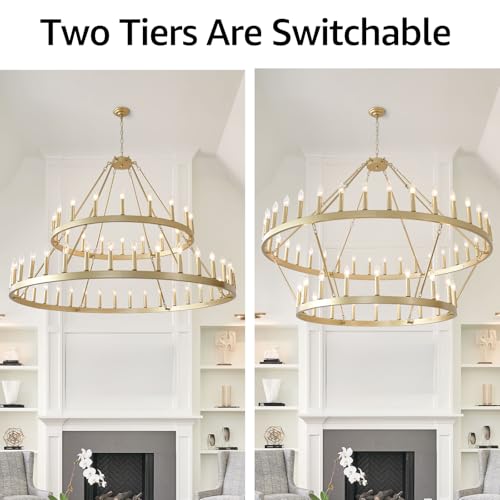 60 Inch Gold Wagon Wheel Chandelier 2