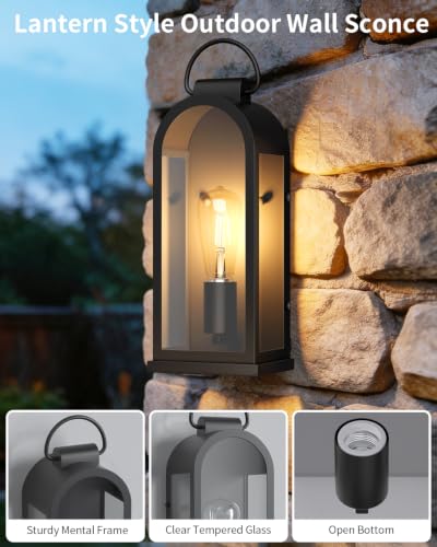 15" Outdoor Wall Lights Black Porch Light 2 (2 Count)