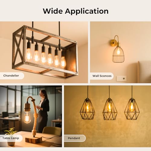 Dimmable Edison Bulbs 2700K Warm White (18 Count)