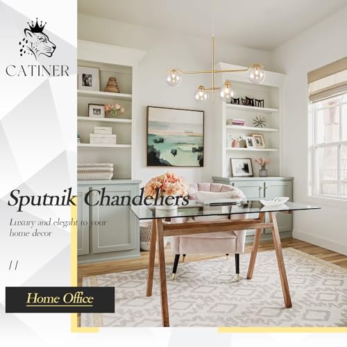 Modern 31" 4 Light Gold Sputnik Chandelier with Clear Glass Globe