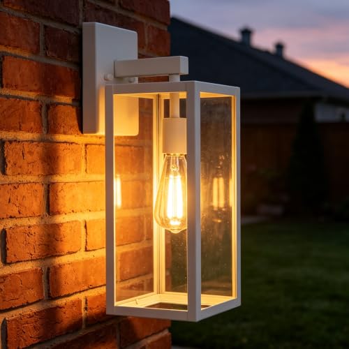 18inch 2pack Large Size Front Door Outdoor Wall Sconces for House White Exterior Wall Mount Lighting Fixtures for Balcony Porch & Patio Lights Wihte Large Outdoor Porch Light Outdoor Lamp for Garage