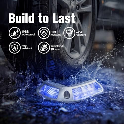 Solar Driveway Lights Dock Deck Lights with Remote 4 Pack (4 Count)