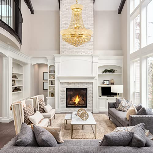 12 Lights Gold Finish Empire Crystal Chandelier Lighting for Dining Room Living Room Foyer Hallway Bedroom Entryway