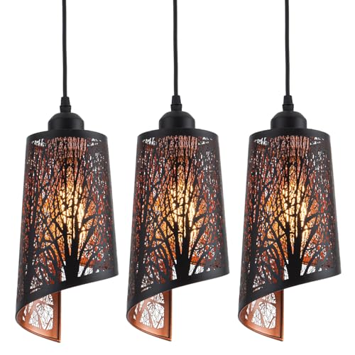 Industrial 3 Pack Black Pendant Light for Kitchen Island (3 Count)
