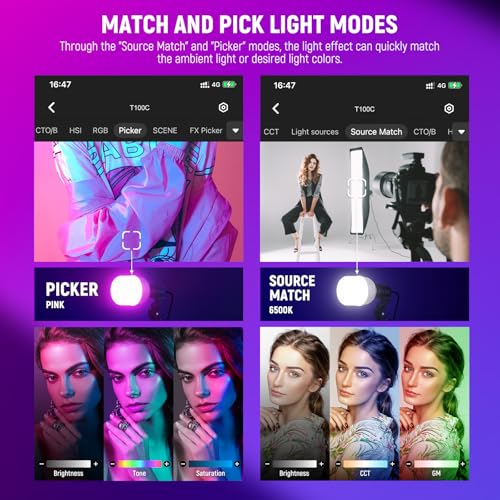 2 Pack 520W Equivalent RGB Softbox Lighting Kit App Control