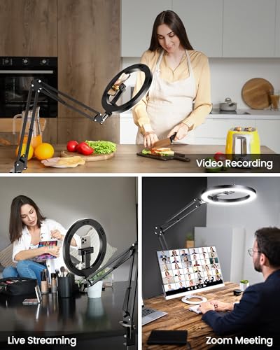 Upgrade Ring Light Overhead Camera Phone Mount for Desk