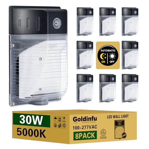 30W LED Wall Pack Light with Dusk to Dawn Photocell 8Pack (8 Count)