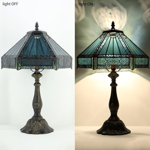 Tiffany Lamp Stained Glass Table Lamp Bedside Reading Light W12H19 Inches