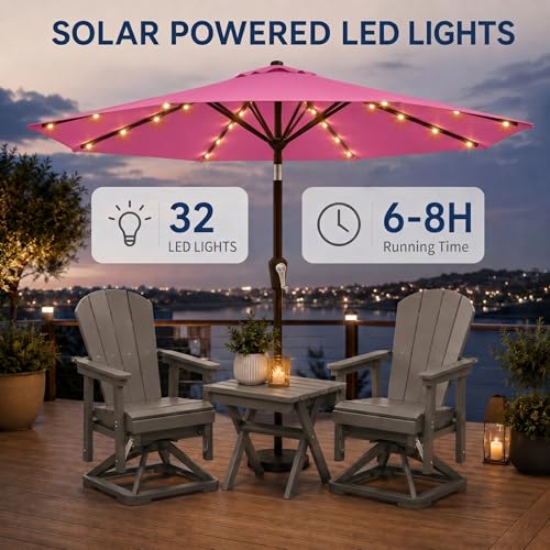 10FT Solar Patio Umbrella with Lights