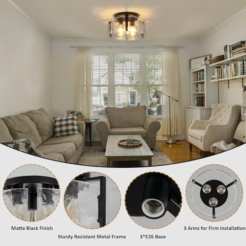Black Semi Flush Mount Ceiling Light Fixture