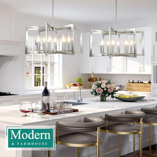 20" 62" Height Adjustable Brushed Nickel Kitchen Chandelier for Dining Room