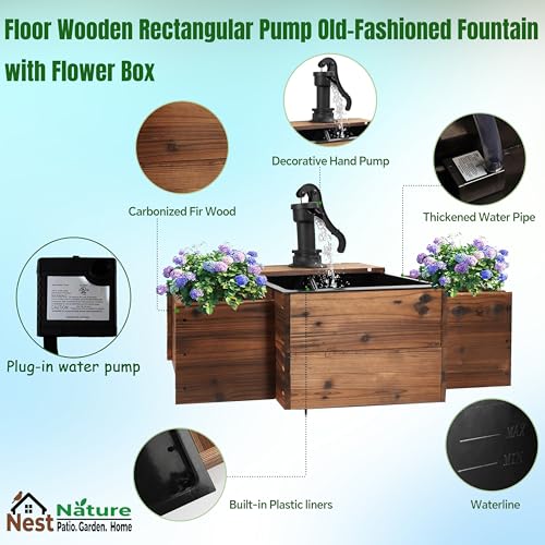 NestNature Wooden Outdoor Water Fountain