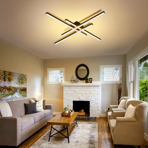 43" Black Modern LED Ceiling Light Fixtures With Remote