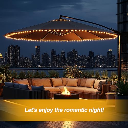 Patio Umbrella Lights Cordless LED Market Table Umbrella Lights with Remote Control Battery Operated Waterproof Parasol String Lights