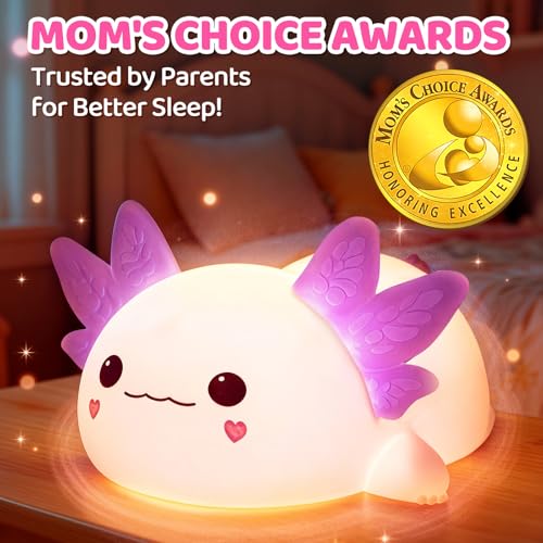 Huggwaii Squishy Axolotl Night Light for Kids