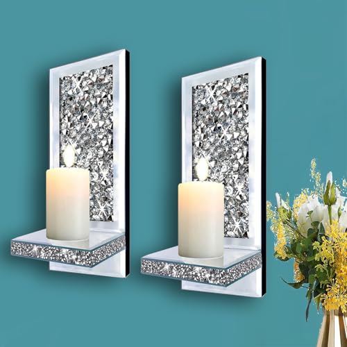 Set of 2 Crystal Crush Diamond Candle Sconces (2 Count)