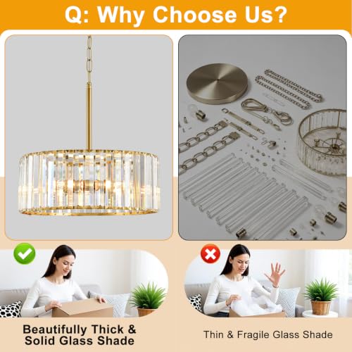 15" Modern Crystal Chandelier for Dining Room