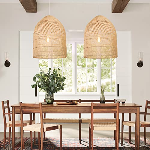 1 Light Wicker Bell Pendant Lamp