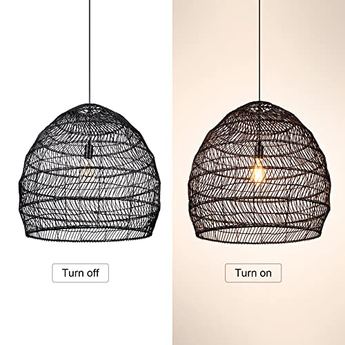 19.6" Rattan Chandelier for Kitchen