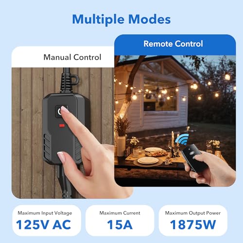 Remote Control Outlet Wireless Light Switch Outdoor Indoor 3