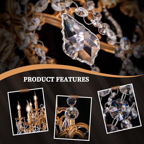 Crystal Chandeliers 35.9" Vintage Antique Bronze Chandelier