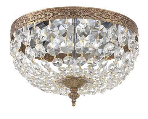 2 Light Spectra Crystal Olde Brass Flush Mount