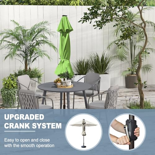 USA 10-Year-Non-Fading 10ft Market Patio Umbrella, Commercial Grade Table Sun Umbrella with 80 Solar LED Lights, Crank Open, Windproof & UPF 50+ UV Protection for Garden, Deck, Pool, Backyard, Macaw Green