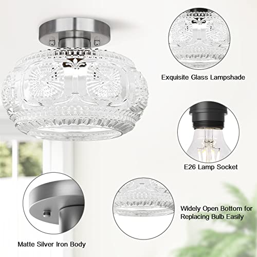 Globe Glass Semi Flush Mount Ceiling Light Fixture