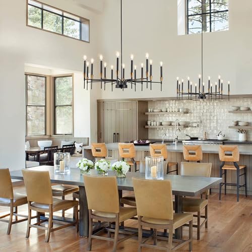 Dining Room Black Gold Chandelier 14 Lights Modern Lighting Fixtures