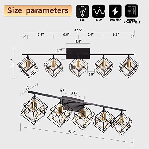 Bathroom Vanity Light with 5 Bulbs Bathroom Light Fixtures Over Mirror with Rotatable 5 Cube Shades Modern Wall Mounted Matte Black