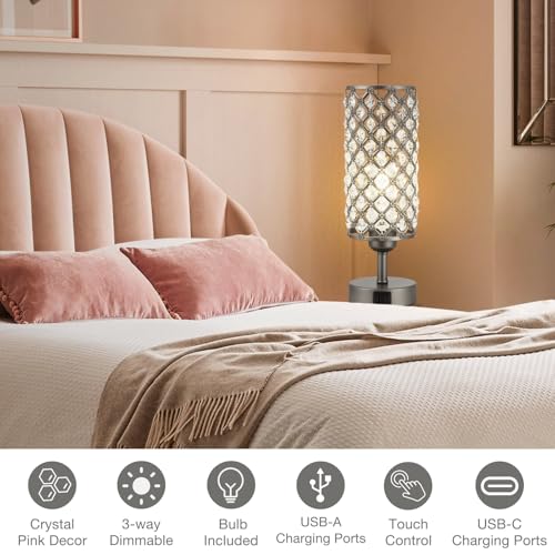 Gray Crystal Bedside Lamp