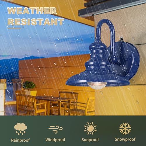 Dusk to Dawn Sensor Outdoor Gooseneck Barn Light Fixtures Blue