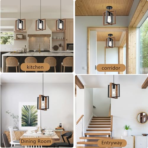 Wood Pendant Light Kitchen Island Set of 2 (2 Count)