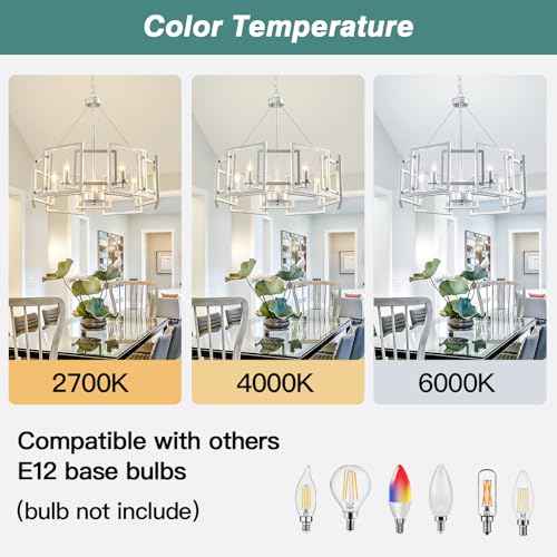 Modern Chandelier Chrome Geometric Pendant Lighting Fixture 5-Light Metal Farmhouse Chandelier for Dining Room Living Room entryway Kitchen Bedroom Island