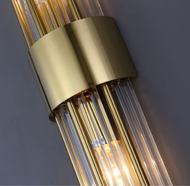 2 Light Modern Brushed Titanium Gold Wall Sconce with Clear Glass (2 Count)