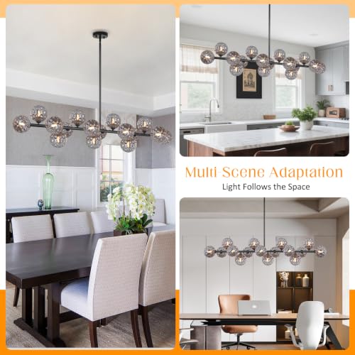 Sputnik Linear Chandeliers Modern Dining Room Light Fixture 54'' 16 Light