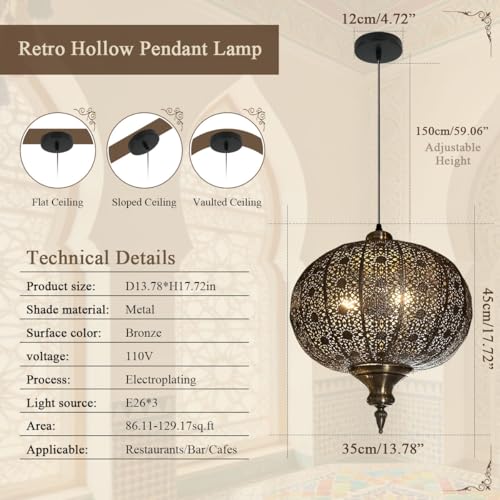 Hollow Pendant Light Fixture Black Chandelier Moroccan Hanging Lamp