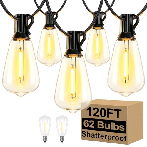 120FT Outdoor String Lights 62 Bulbs