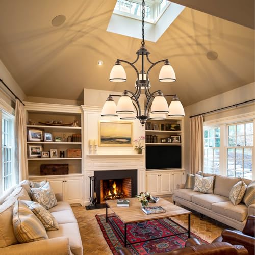 Black Farmhouse Chandelier for High Ceiling 9 (5 Count)
