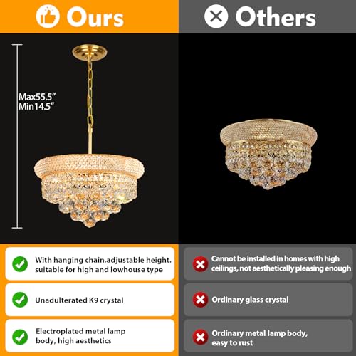 Gold Crystal Chandeliers for Dining Room