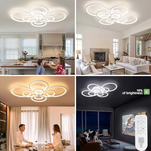 Modern LED Ceiling Lights Fixture Dimmable Flush Mount White Acrylic 8