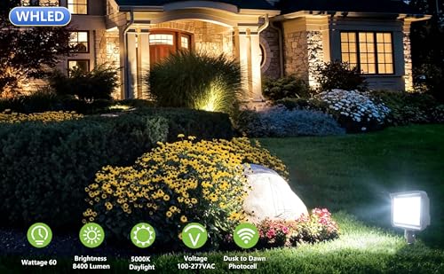 2Pack Dusk to Dawn Outdoor 60W LED Flood Light with Knuckle & Plate Mount (2 Count)