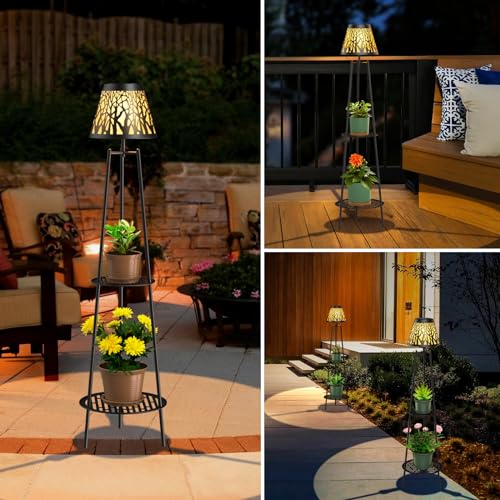 2 Pack Solar Floor Lamps Outdoor with 2 (2 Count)