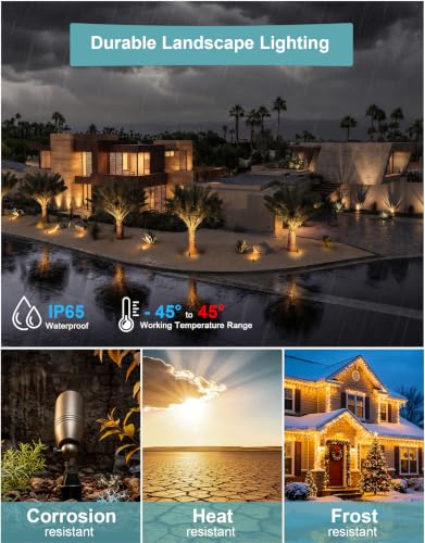 Solid Brass Outdoor Landscape Spotlights with 5W 2700K MR16 Bulb (6 PACK)