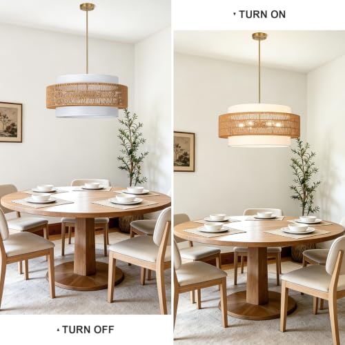 25.6" Rattan Chandelier for Dining Room