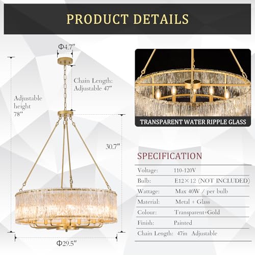 Modern 30" Crystal Glass Chandelier 12