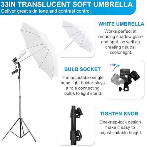 Upgraded LED Bulb] Photography Lighting Kit 8.5x10ft Backdrop Support System and LED Softbox Set