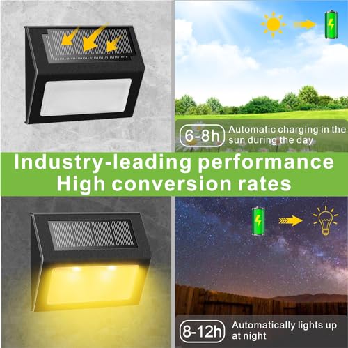 Warm White Solar Lights for Deck Step Fence (2 Count)