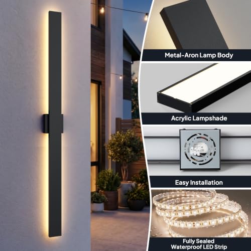 2 Pack Modern LED Outdoor Wall Lights (57.4in)